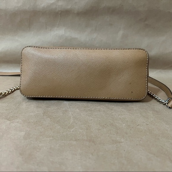 Michael Kors | Cindy Large Dome Saffiano Leather Crossbody Bag Purse in Peanut - Picture 12 of 16